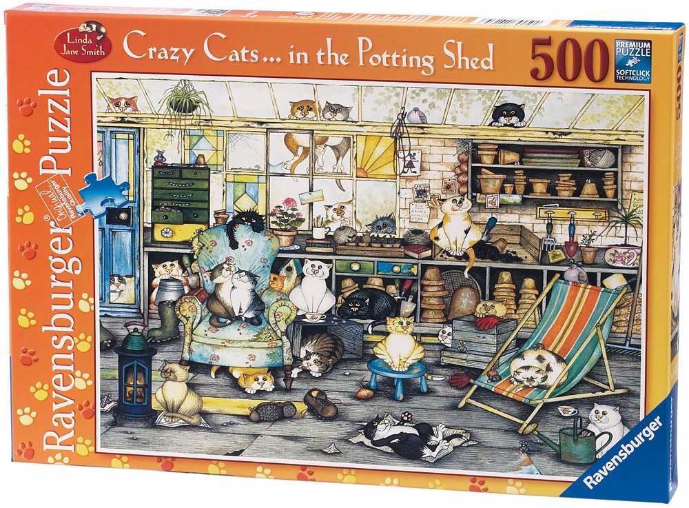 Ravensburger Crazy Cats - In the Potting Shed, 500pc Jigsaw Puzzle